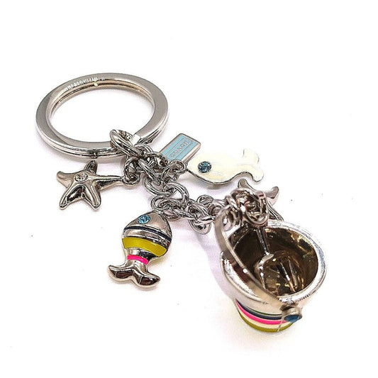 Rare COACH Pave Beach Fish Starfish Bucket Keychain Fob Purse Charm 92097