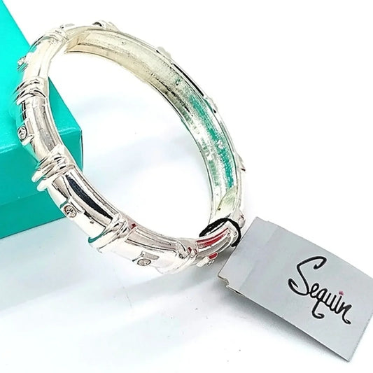 Sequin by Nordstrom Silver Cubic Zirconia Bangle Cuff Bracelet