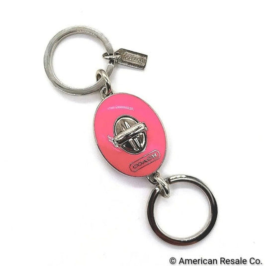 Vintage COACH Matte Neon Pink Turn-lock Valet Dual Fob Keychain