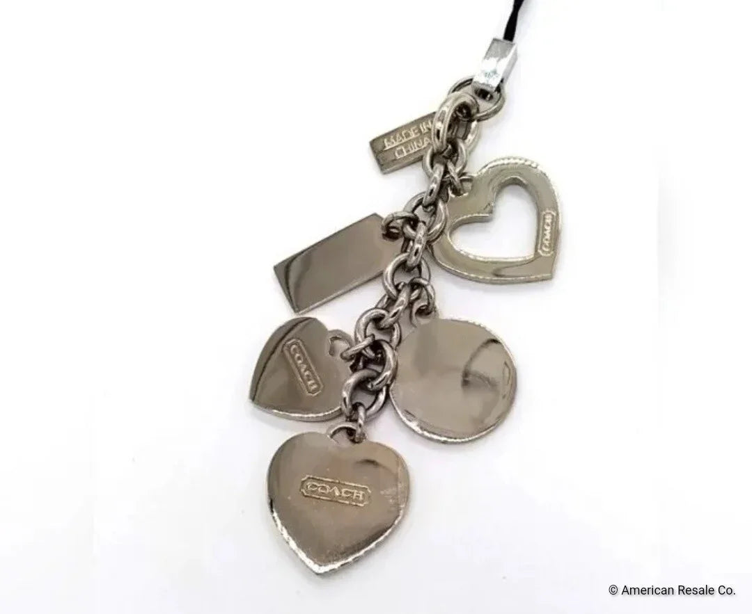 Rare COACH Triple Heart Lanyard, Cell Phone Charm, Purse, Add to Keychain