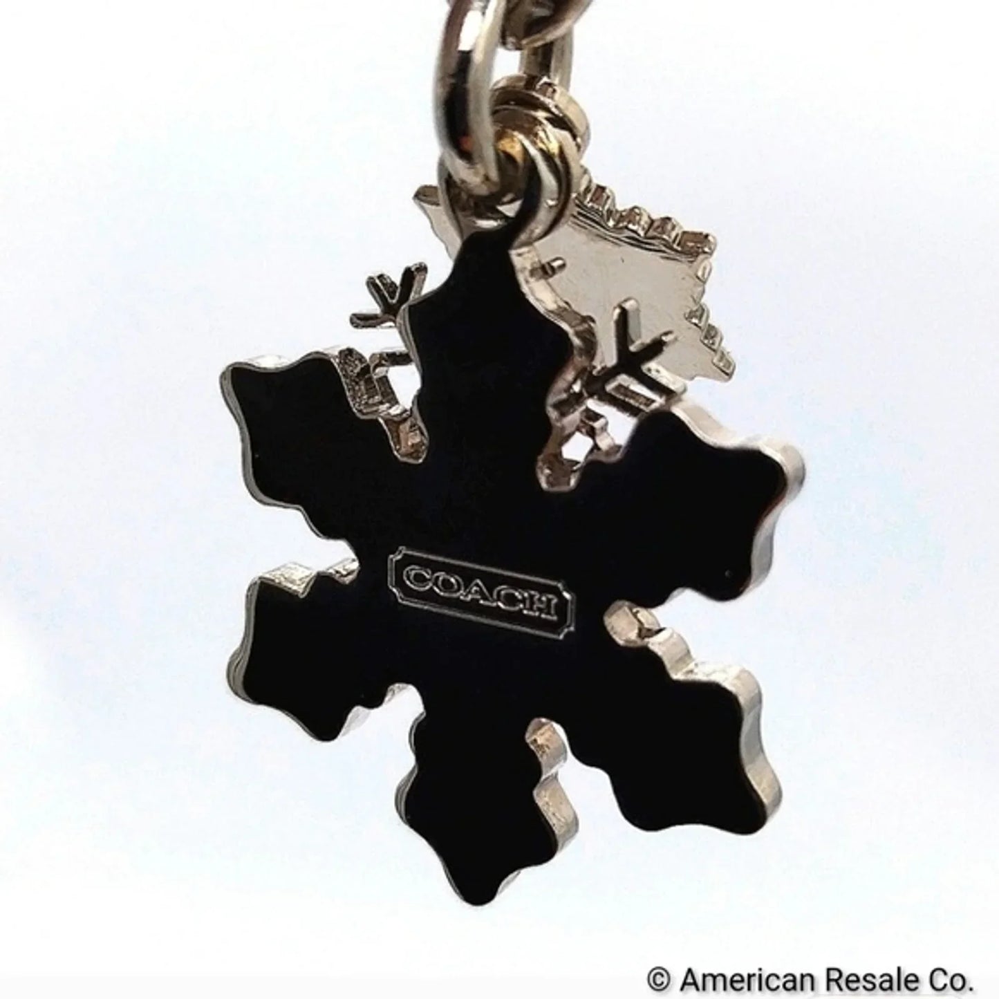 $98 COACH Vintage Pure White Multi Snowflake Keychain Fob Purse Charm #7322