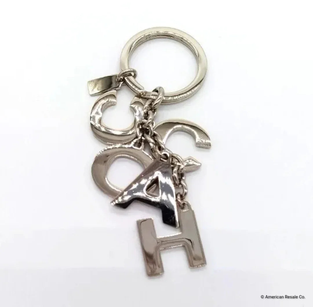 Rare COACH Pastel Colors Signature Multi Charm Keychain Key Ring Fob Purse Charm