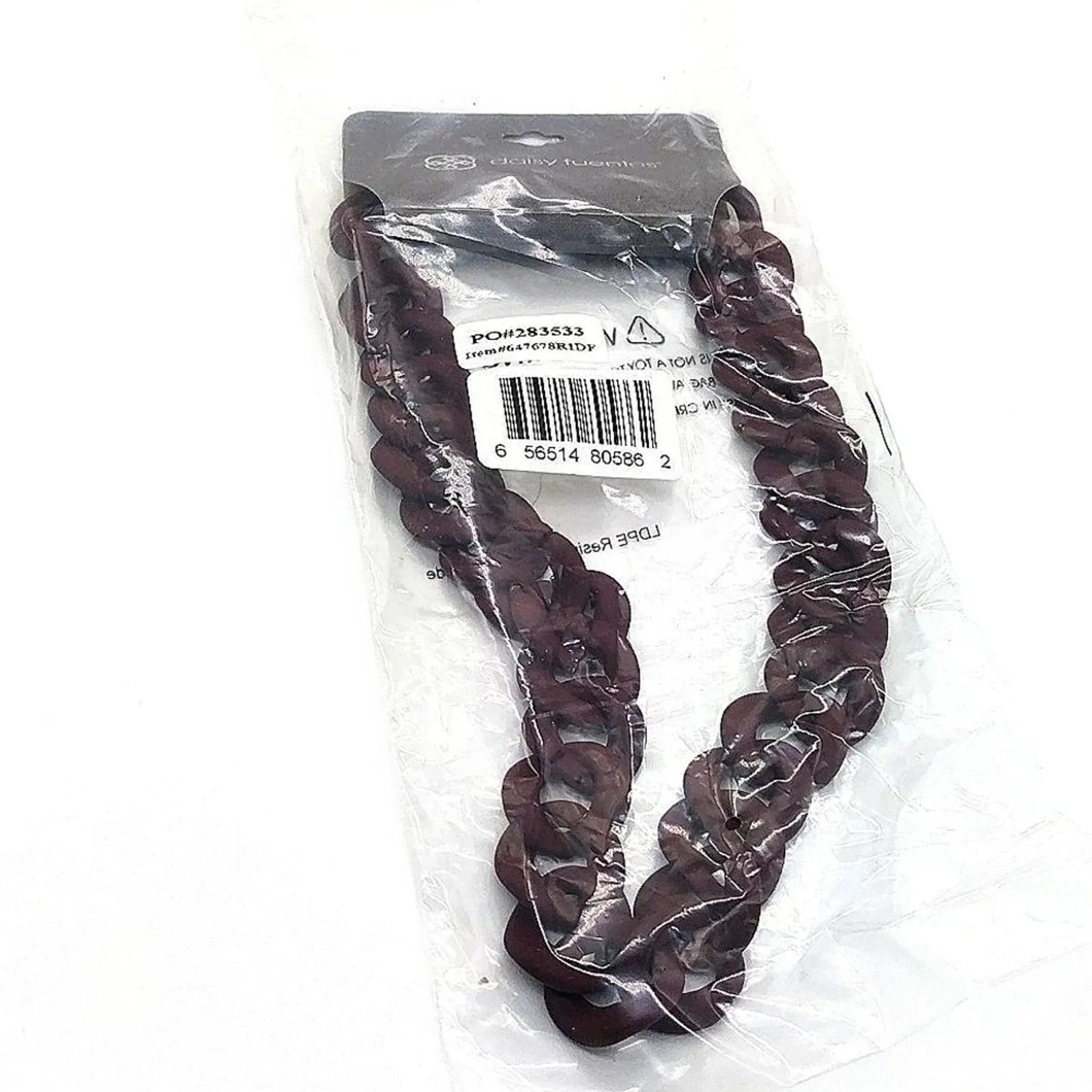 Rare Vintage DAISY FUENTES Resin Chain Link Necklace in Espresso Brown