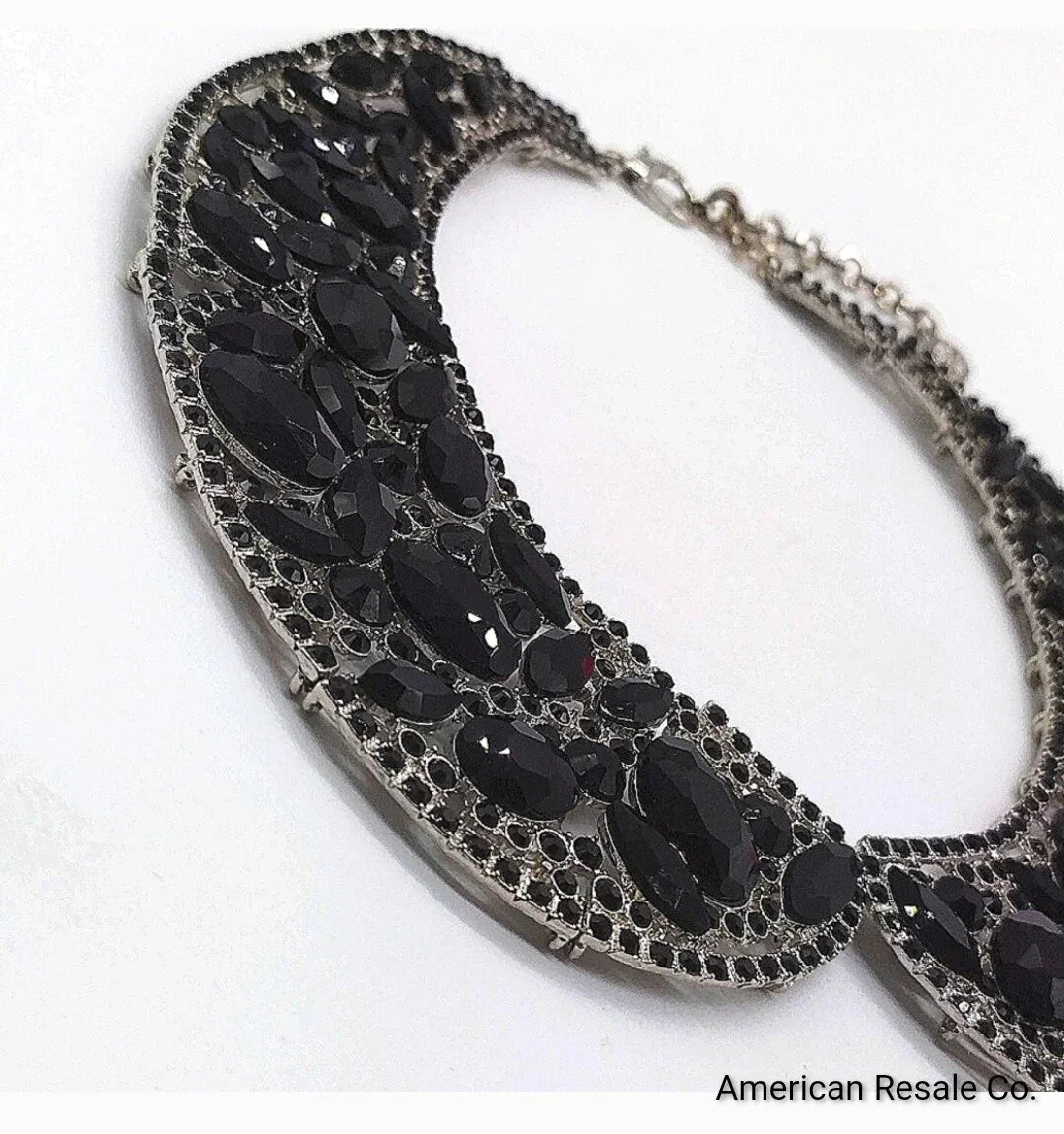 Isaac Mizrahi Live! Multishape 15" Black Crystal Collar Statement Necklace-QVC