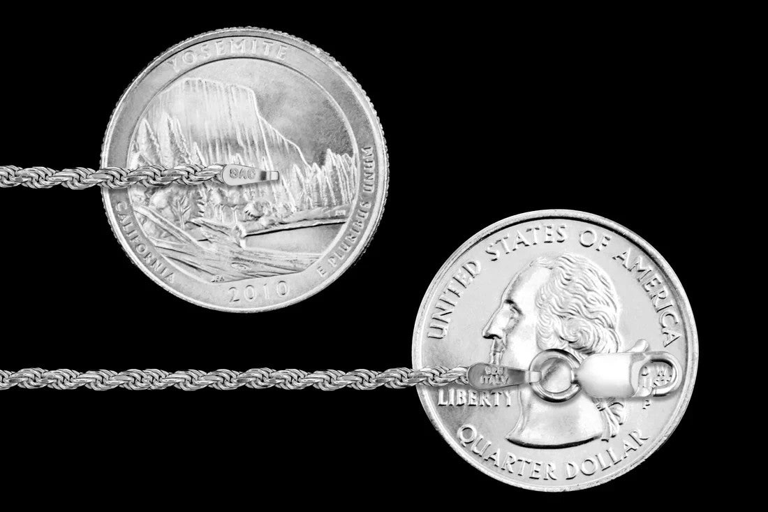 2MM Solid 925 Sterling Silver Italian DIAMOND CUT ROPE CHAIN Necklace Italy