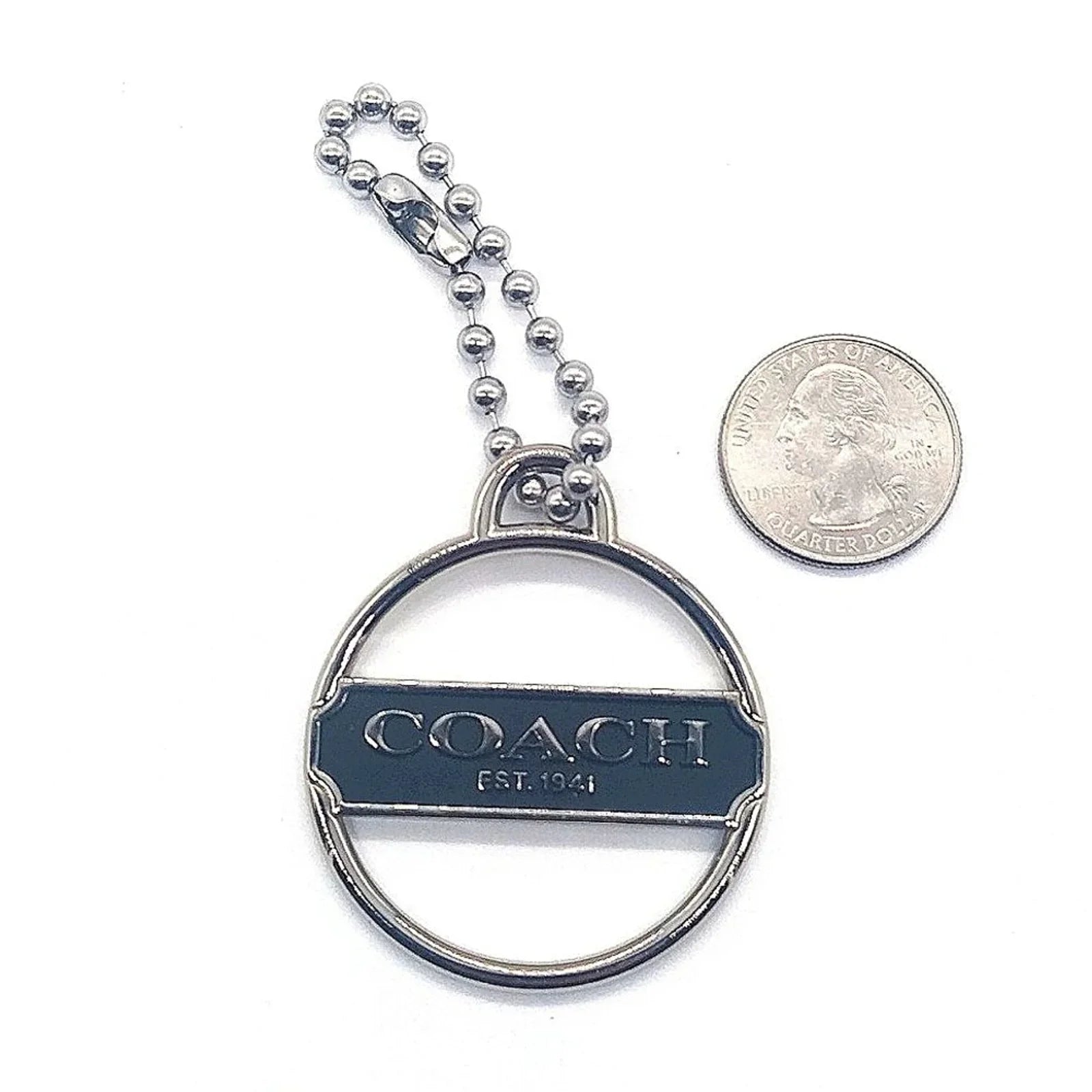 Rare COACH Keychain Fob Black Enamel Medallion Purse Charm Tag Retired
