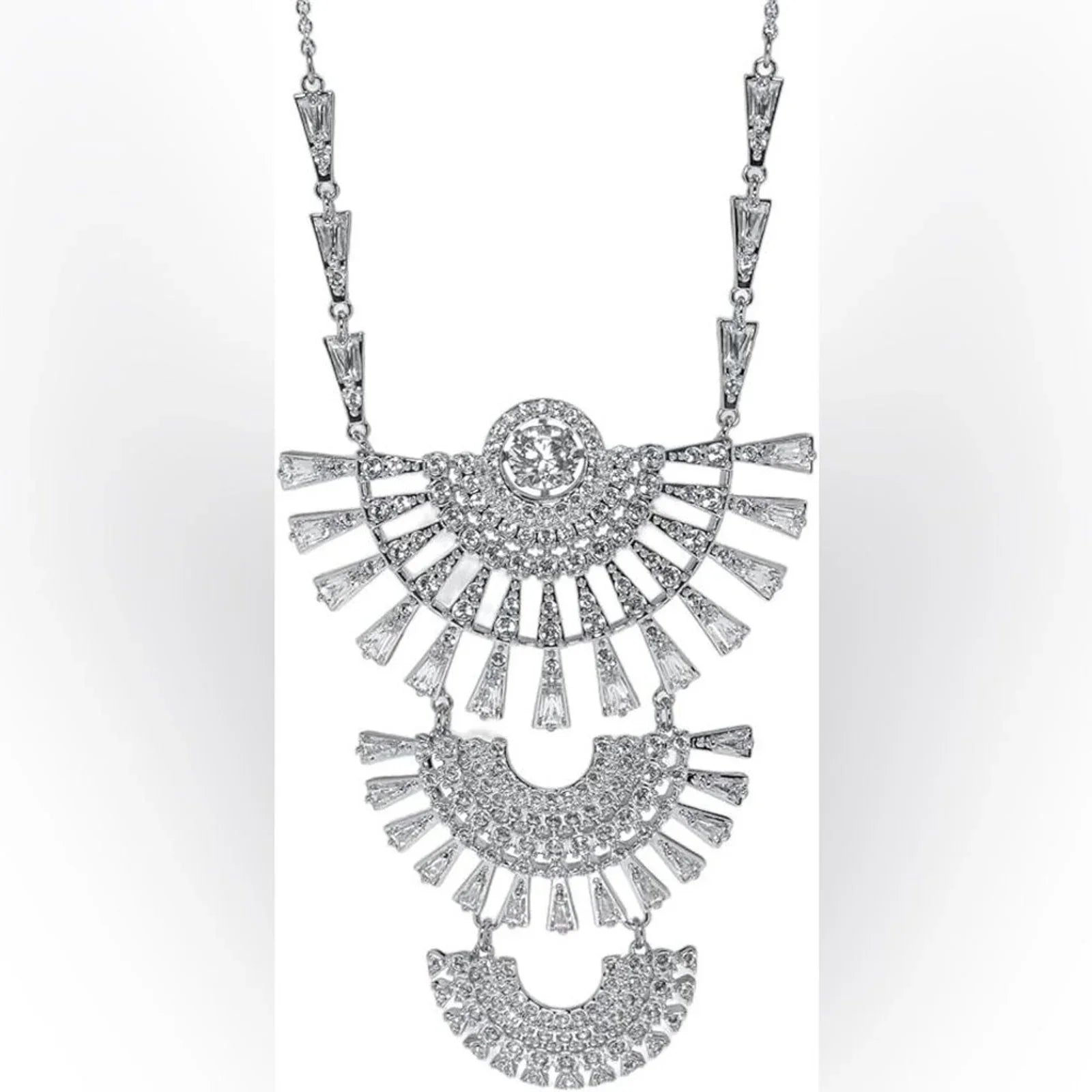SWAROVSKI $300 Sparkling Dance Rhodium Plated Crystal Necklace 5564432-Genuine