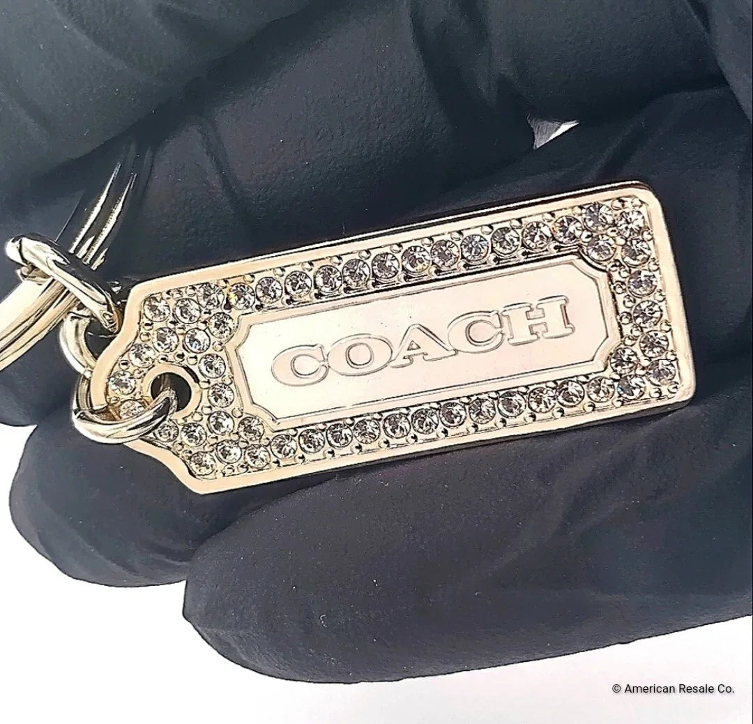 Rare COACH Vintage LOZ Pave Swarovski Enamel Keychain FOB Purse Charm #8865