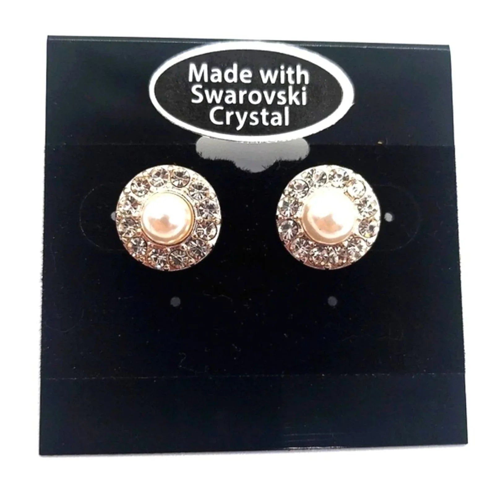 Made with Swarovski Crystals 1/2" Glass Pearl Stud Earrings in Silver