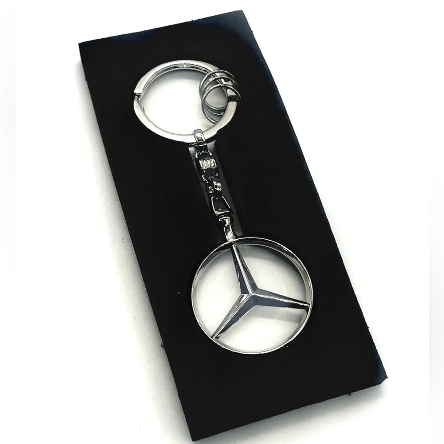 New Genuine OEM Mercedes-Benz Brussels Silver Stainless Steel Keychain B66957516