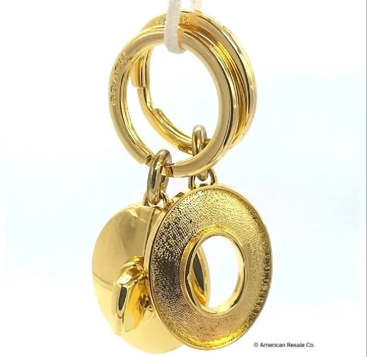 1 Left! Rare Gorgeous COACH Gold Detachable Key Fob Keychain Purse Charm $98