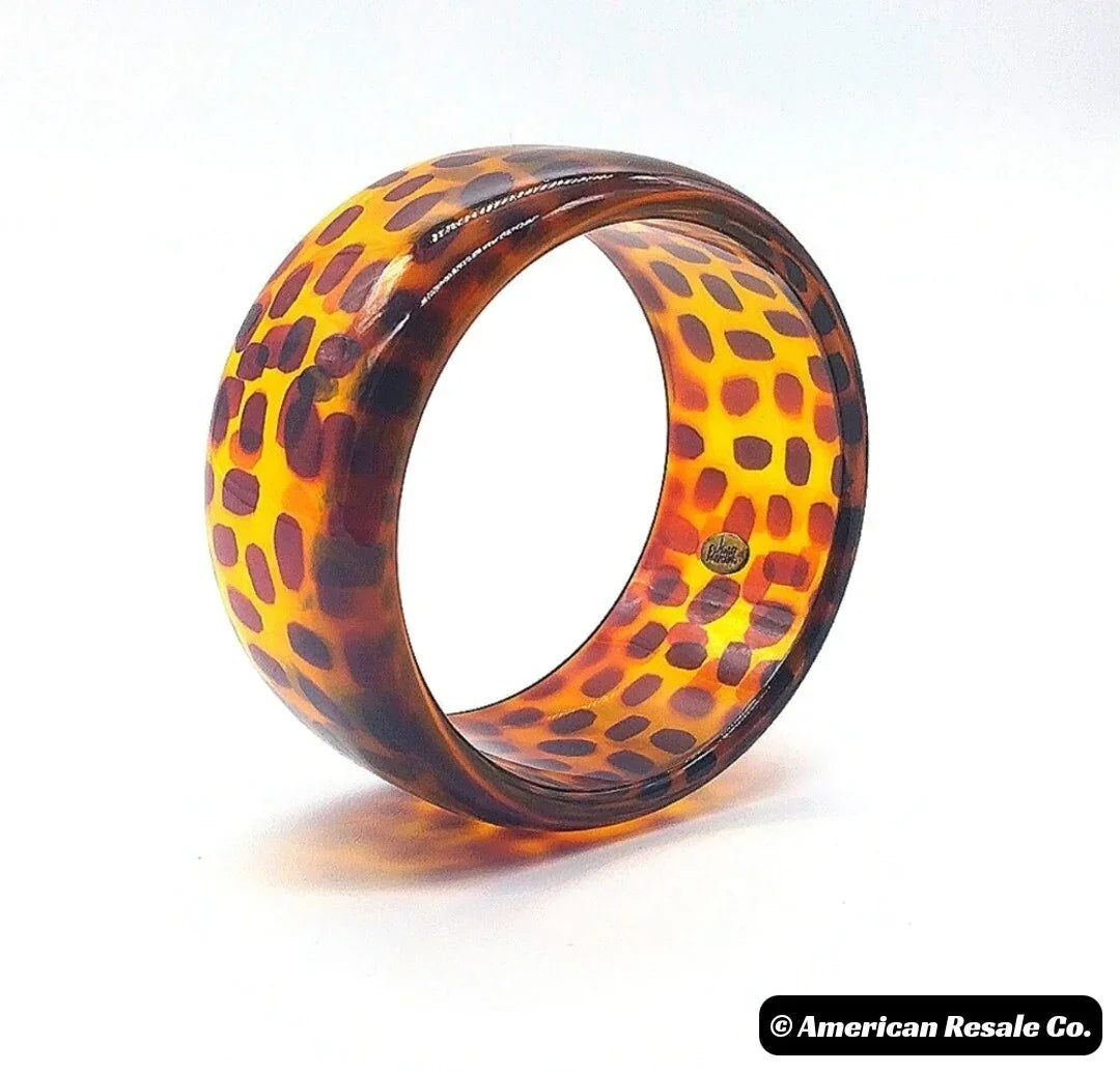 New Vintage JOAN RIVERS Signed Lucite Simulated Tortoise Bangle Bracelet-QVC