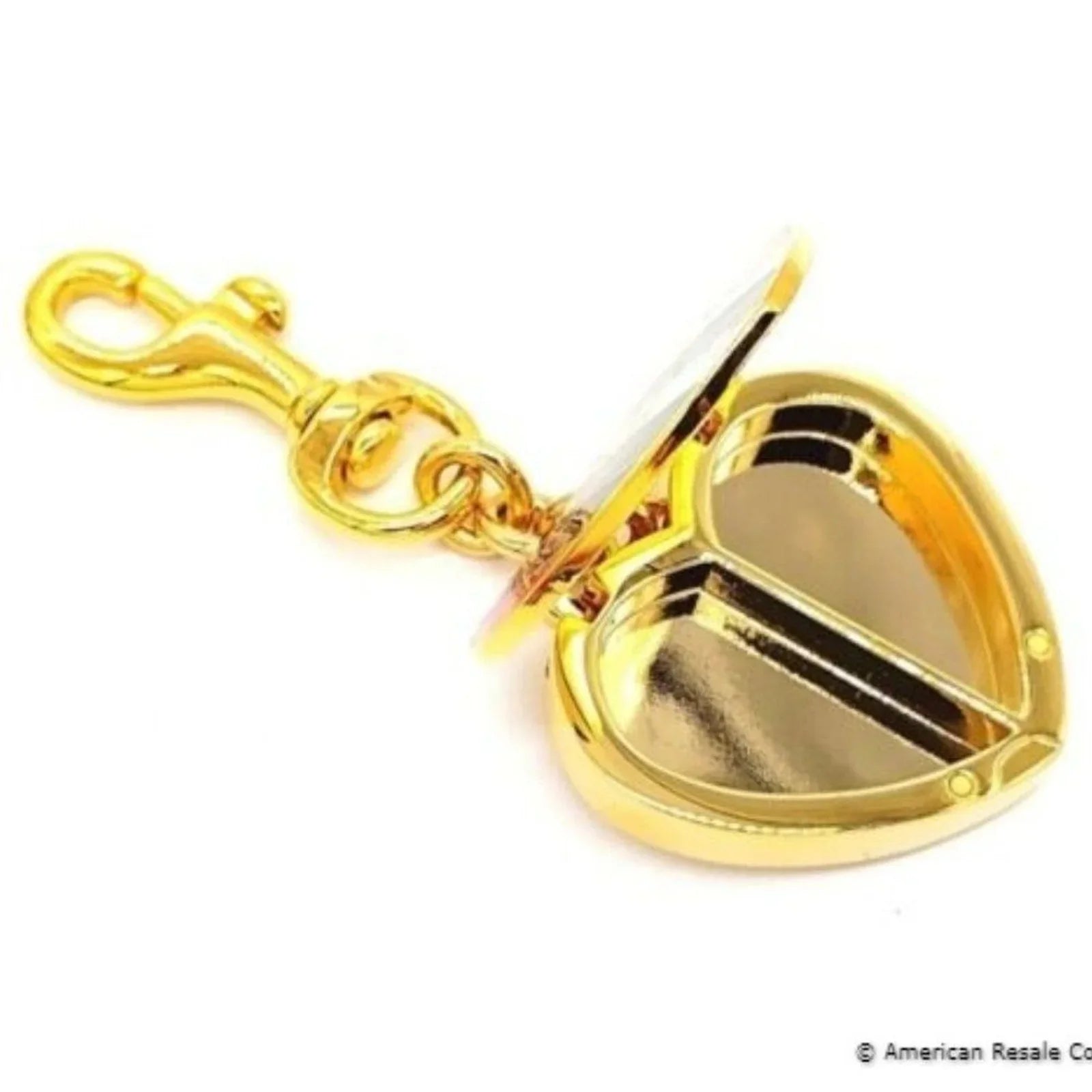 COACH Vintage Legacy Stripe Magnetic Heart Gold Locket Fob Keychain Poppy