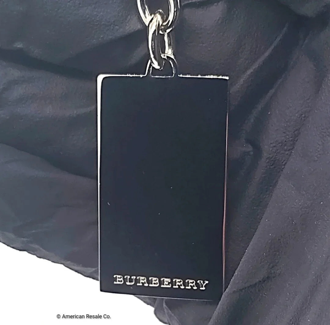 Vintage BURBERRY Black Nova Check Rectangle Keychain Purse Charm fob-men women 
