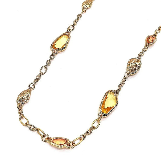 CHICO's Citrine Gemstone Statement Layered Convertible Necklace in Gold