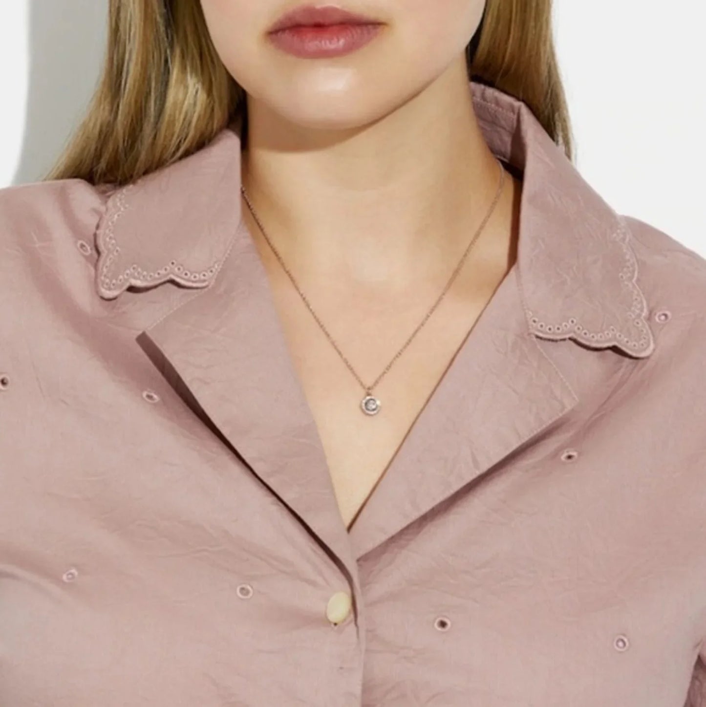 COACH Pave Halo Necklace in Gold NWT $125