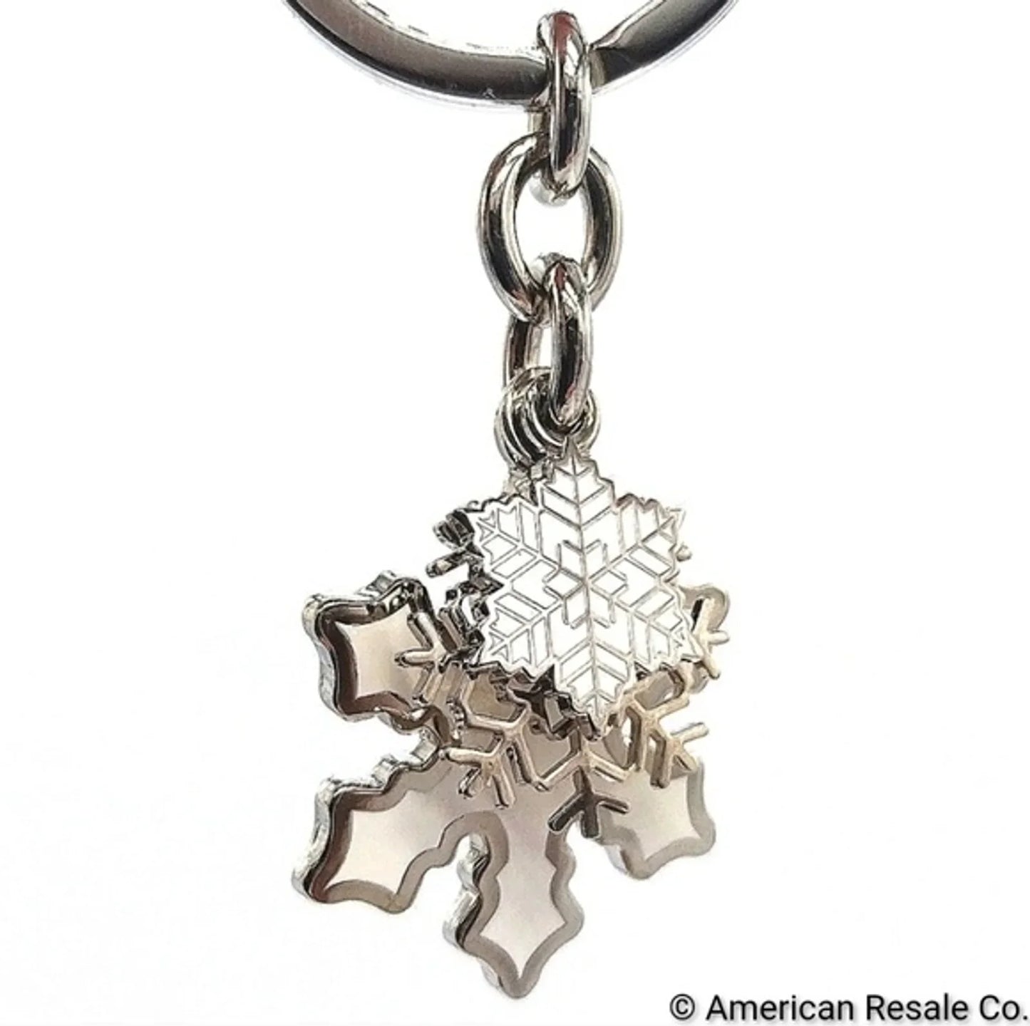 $98 COACH Vintage Pure White Multi Snowflake Keychain Fob Purse Charm #7322