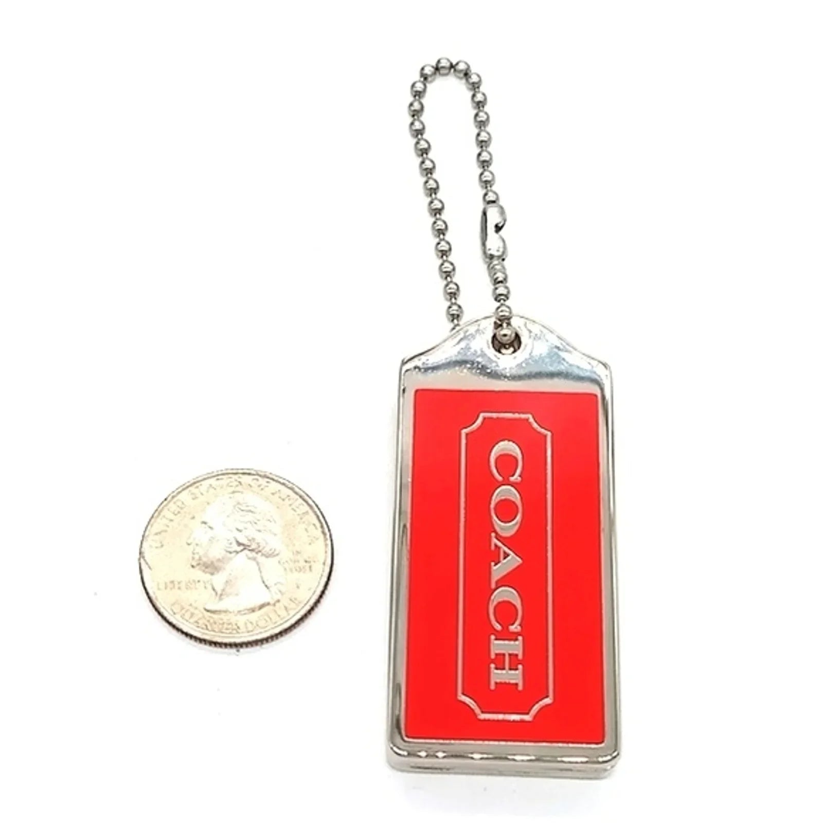 Coach Orange Tangerine Keychain Key Fob Purse Charm Hangbag Tag with Mirror 