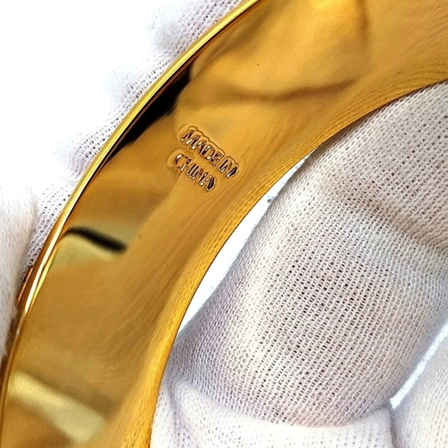 3/4" COACH Vintage Gold Plated White  Enamel Logo Bangle Bracelet-Authentic/Rare