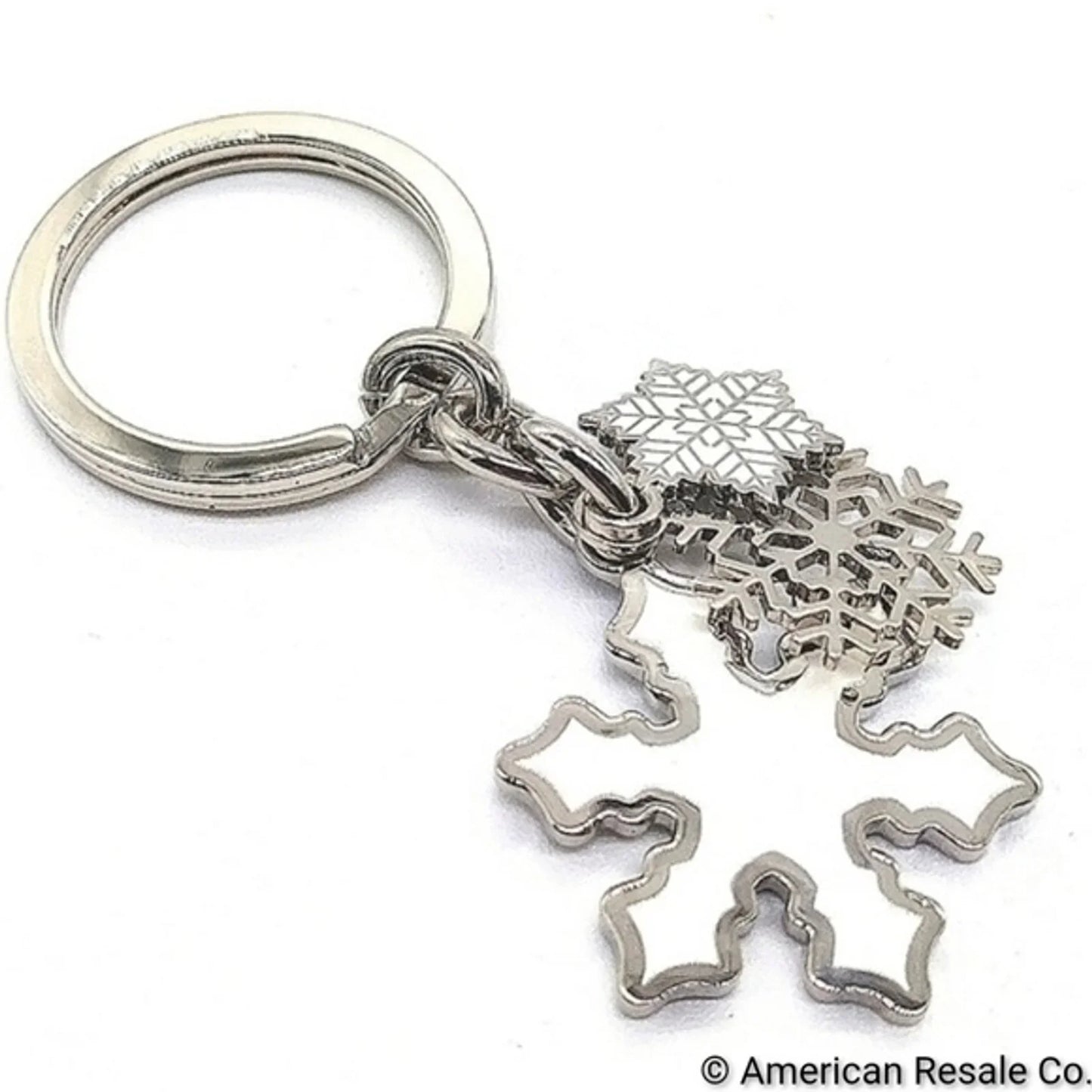 $98 COACH Vintage Pure White Multi Snowflake Keychain Fob Purse Charm #7322