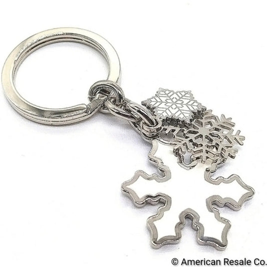 $98 COACH Vintage Pure White Multi Snowflake Keychain Fob Purse Charm #7322