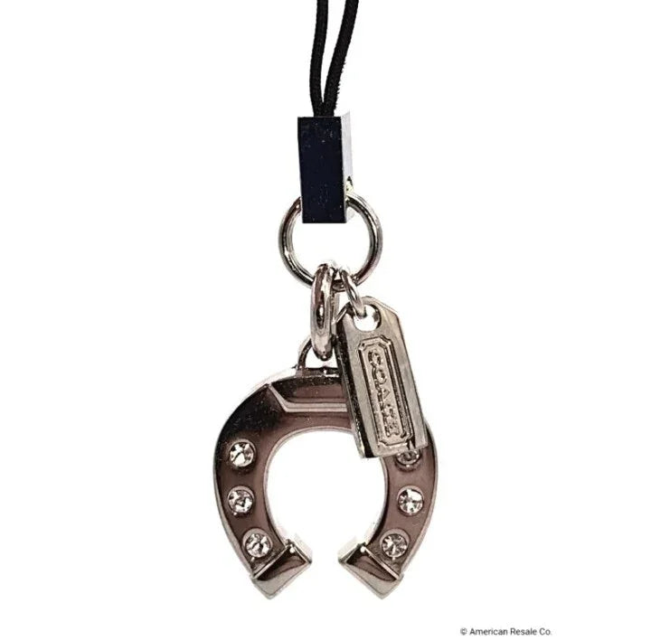 Vintage COACH Lucky Horshoe Fob Lanyard With CZ, Purse Charm Add to Keychain