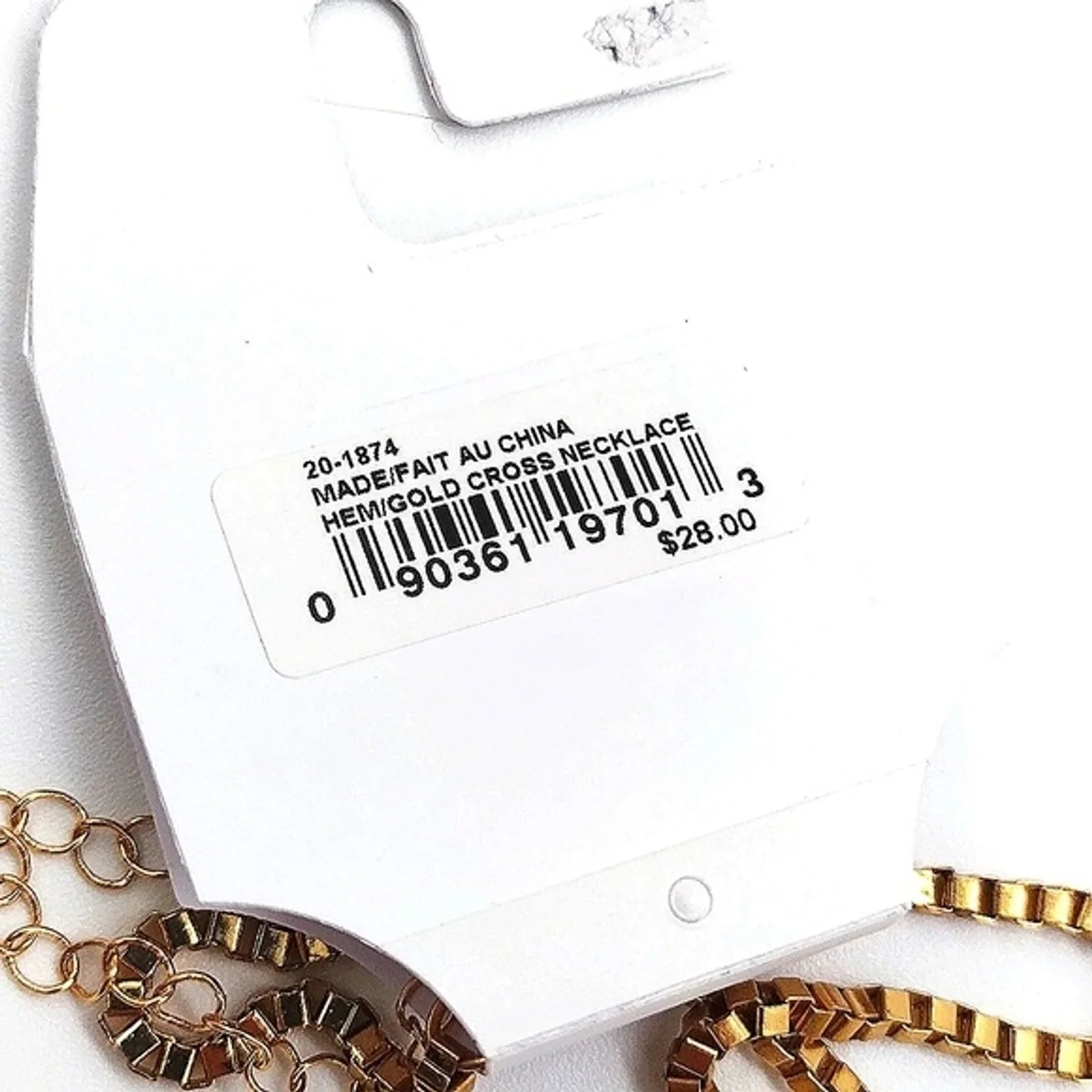 GUESS 26" Gold Cross Dog Tag Pendant Necklace with Single Cubic Zirconia Cryst…