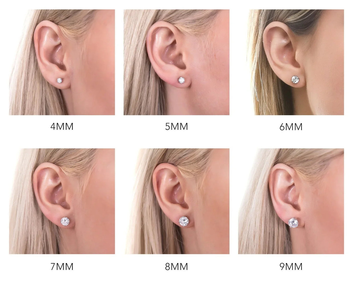 Made with Swarovski® Crystal Elements Stud Earrings 8mm 9mm 
