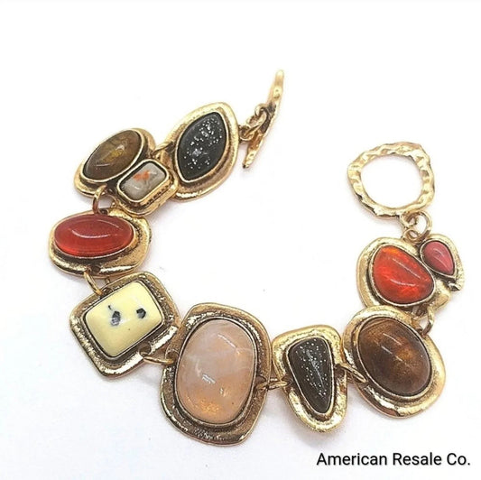 Chunky bracelet, Vintage style boho bracelet, statement bracelet, gold bracelet,