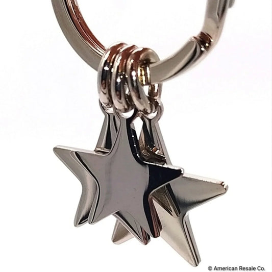 Vintage COACH White Triple Star Keychain Multi Fob Purse Charm-Rare