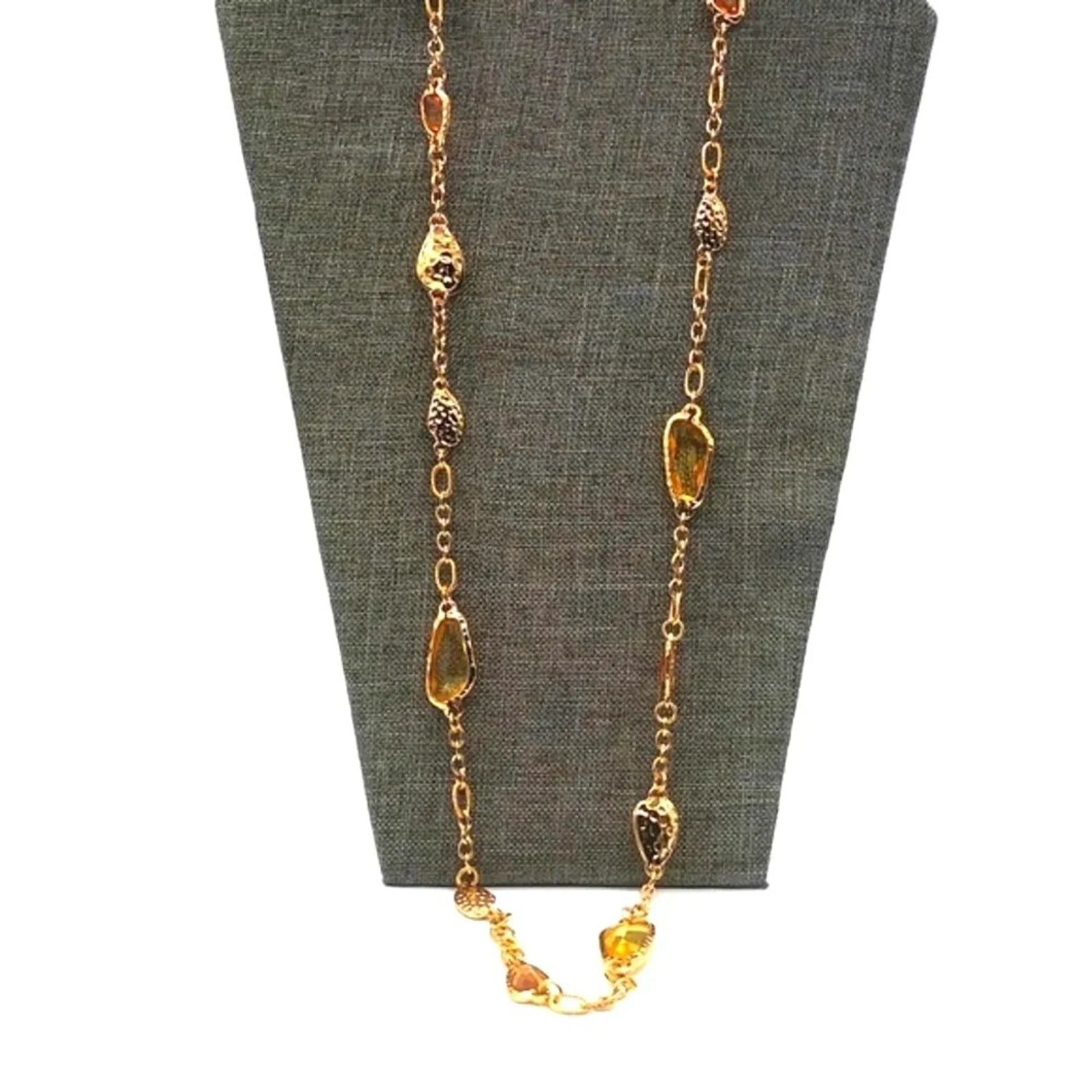 CHICO's Citrine Gemstone Statement Layered Convertible Necklace in Gold
