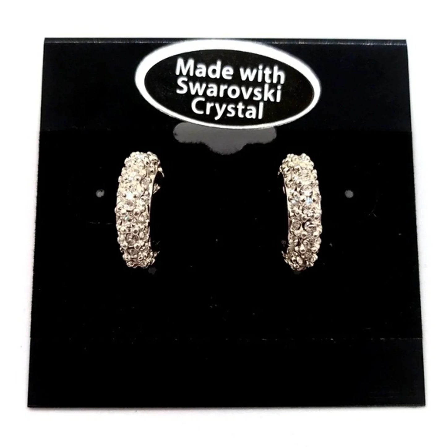 Palladium Plated Made with Swarovski Crystals 3/4" Mini Hoop Earrings