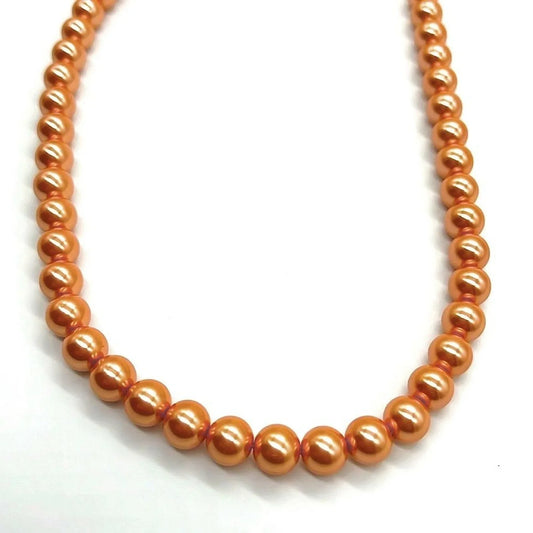 Vintage JOAN RIVERS Signed 30” Classic Collection Peach Glass Pearl Necklace