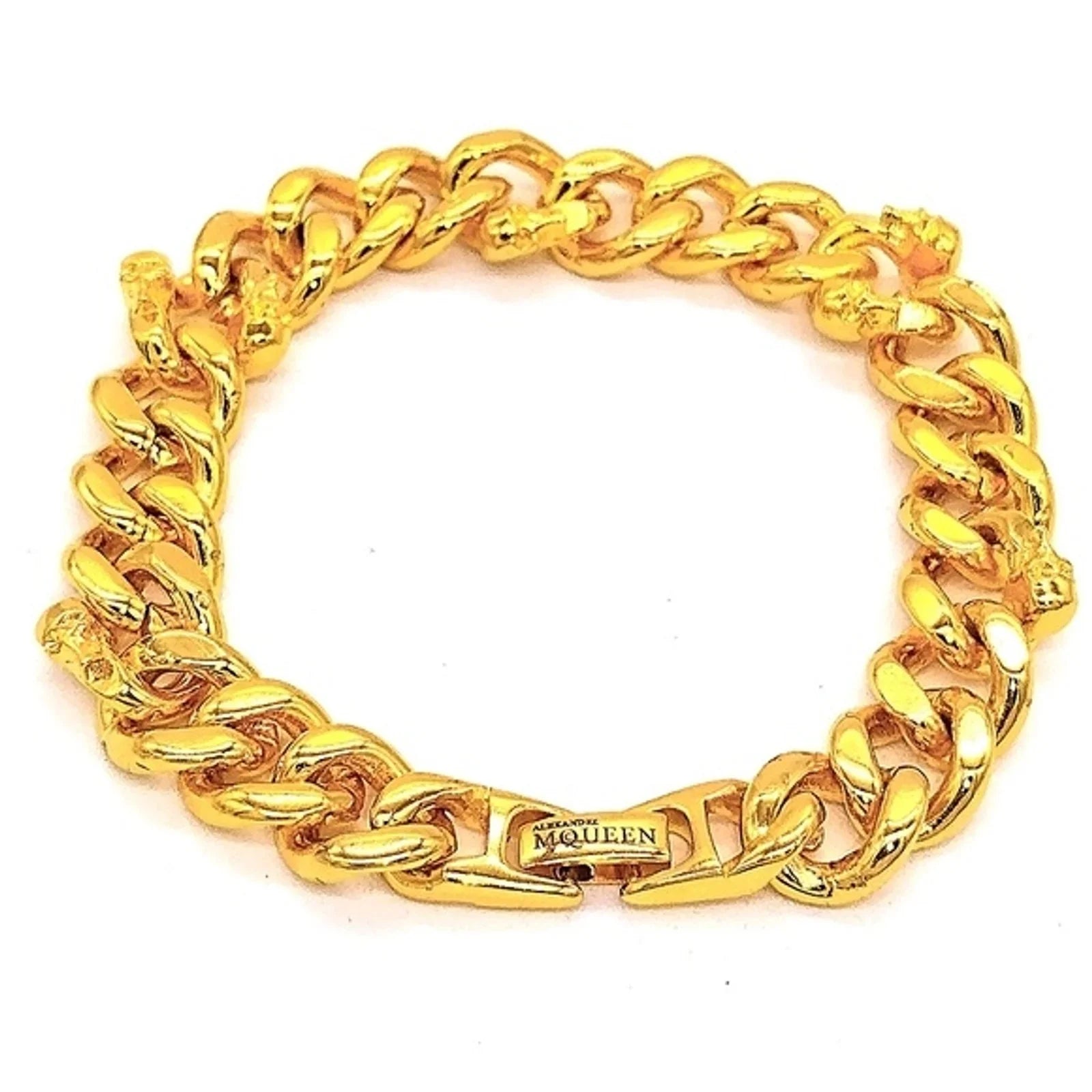 Alexander McQueen Gold Skull Motif 8" Bracelet