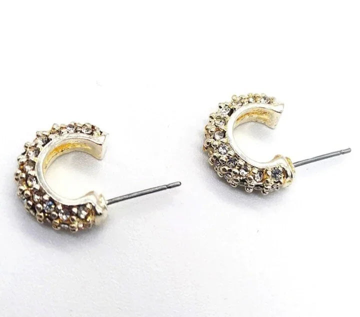 Palladium Plated Made with Swarovski Crystals 3/4" Mini Hoop Earrings