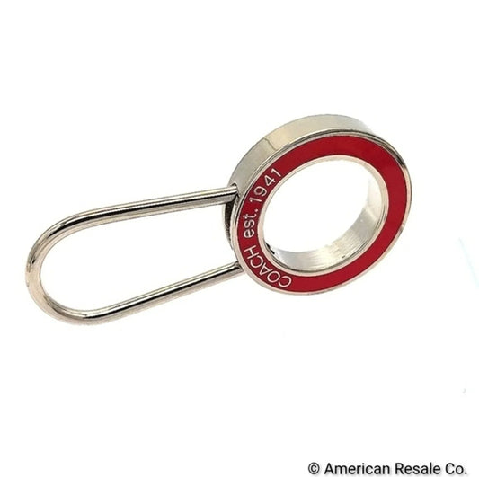 COACH Vintage Red Enamel Pinch Lock Locket Keychain FOB purse charm