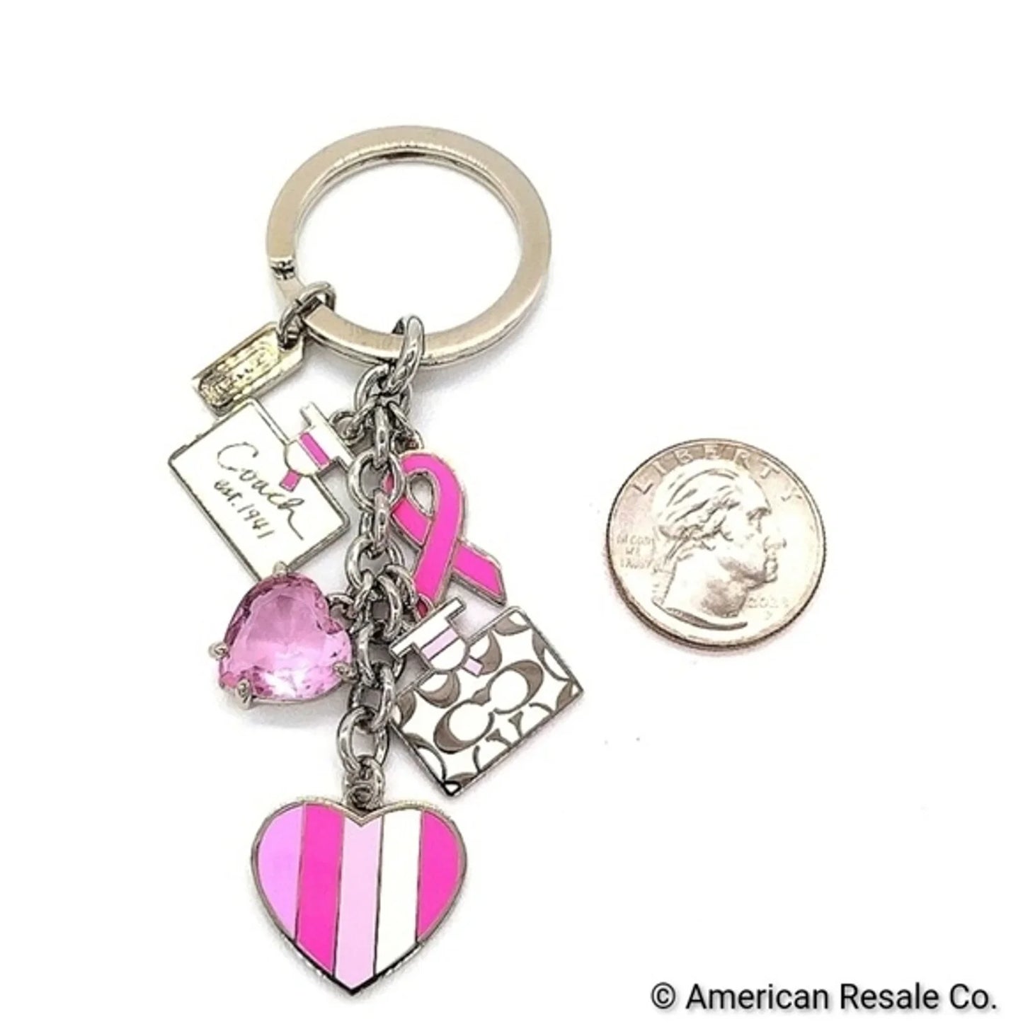 Vintage COACH BCA Breast Cancer Awareness Keychain Fob Multi Purse Charm #92161