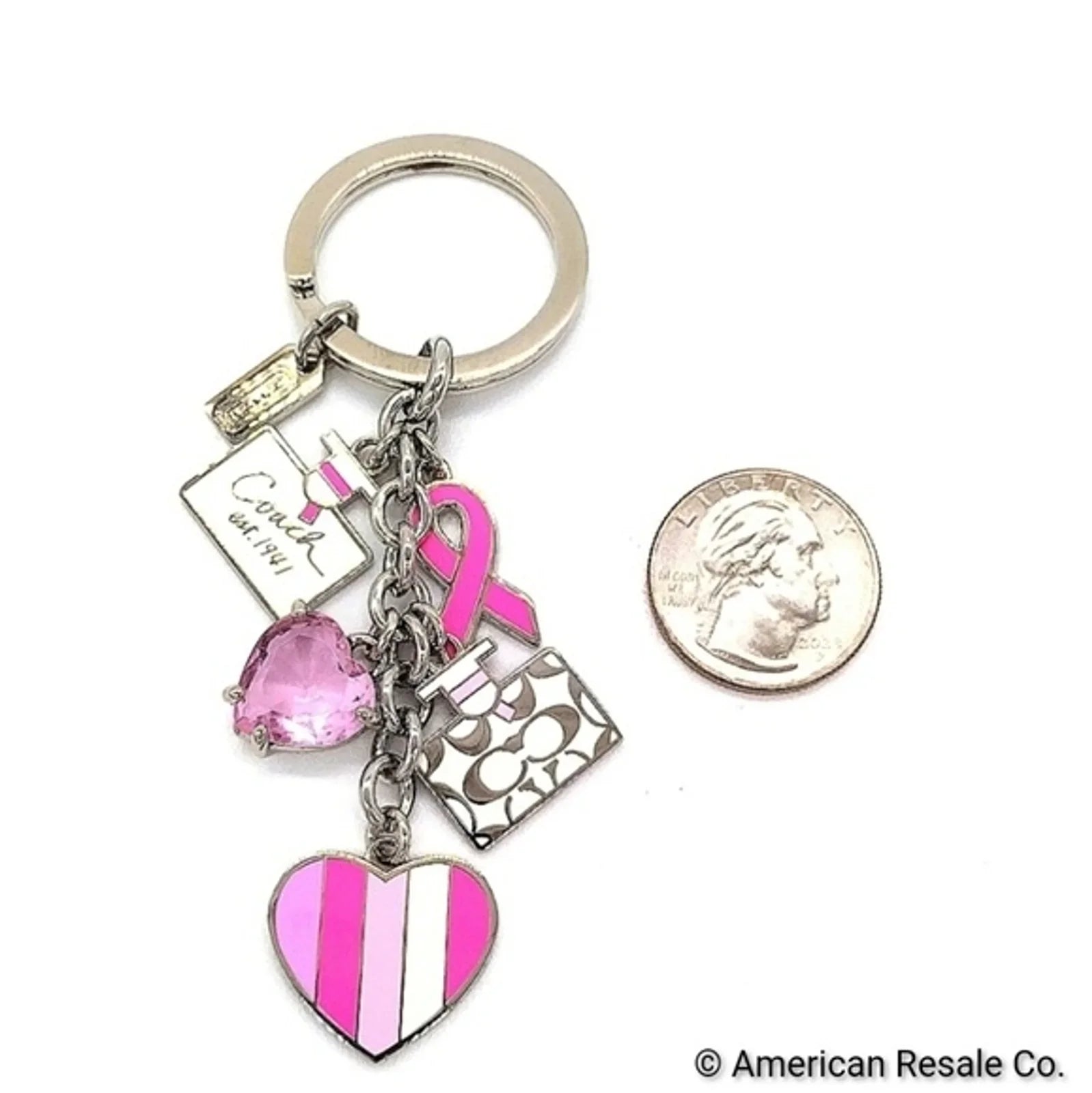 Vintage COACH BCA Breast Cancer Awareness Keychain Fob Multi Purse Charm #92161