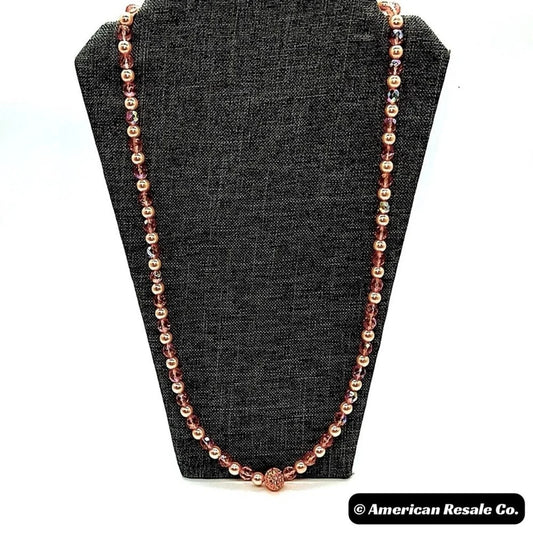 New JOAN RIVERS Vintage 30” Borealis Pink Beaded Cream Glass Pearl Necklace