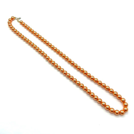 Vintage JOAN RIVERS Signed 30” Classic Collection Peach Glass Pearl Necklace