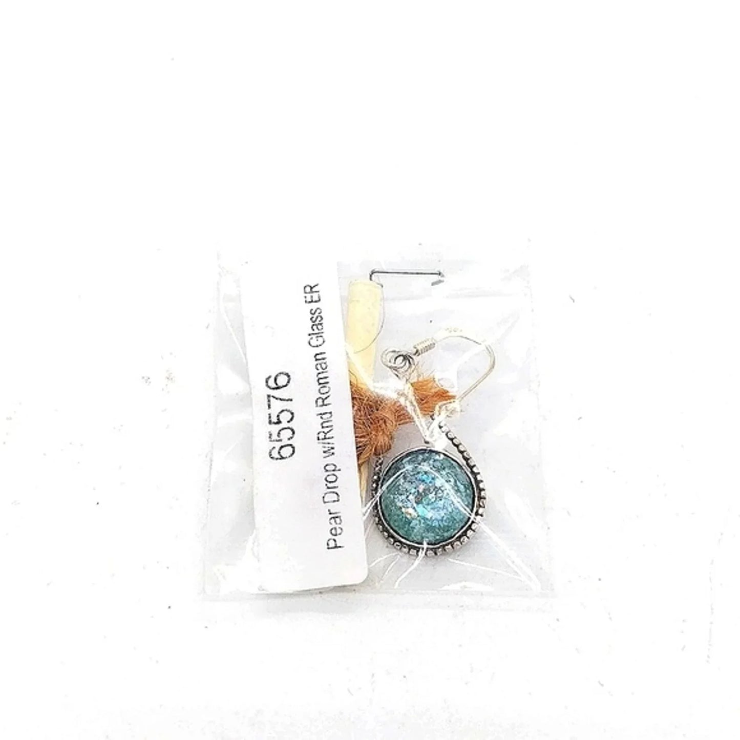 Roman Glass Dangle Drop Earrings in Sterling Silver .925