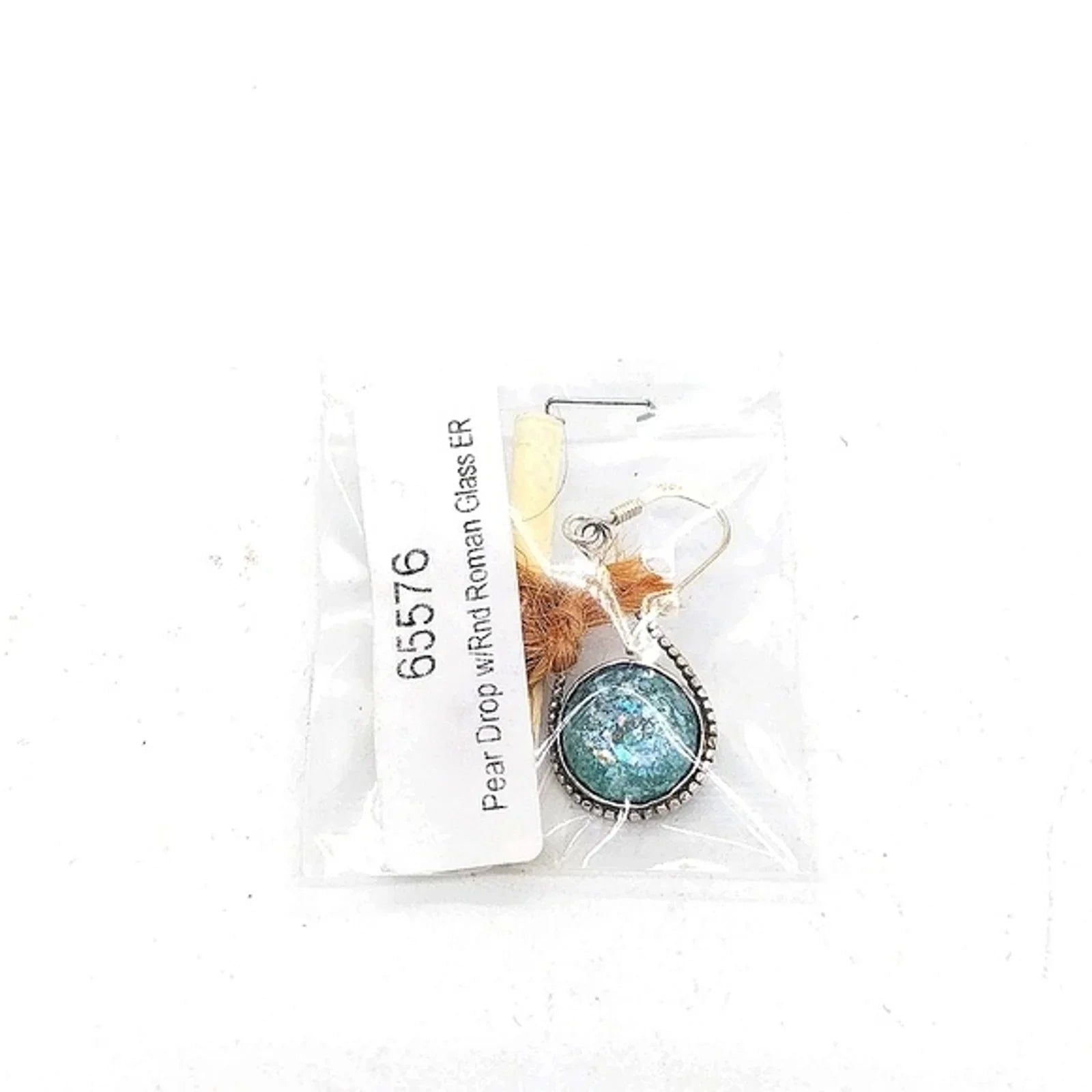 Roman Glass Dangle Drop Earrings in Sterling Silver .925