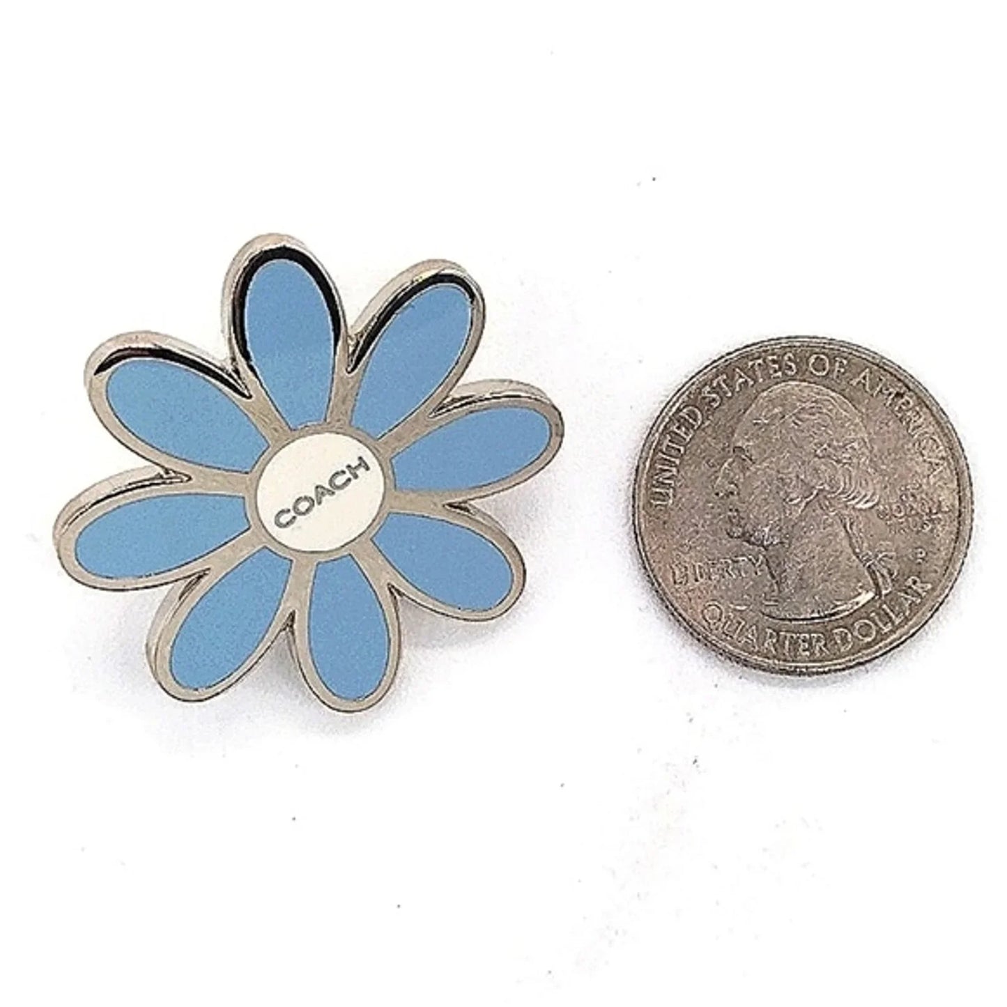 COACH Rare Vintage Sky Blue Daisy Kilt Pin Brooch Purse Backpack Charm
