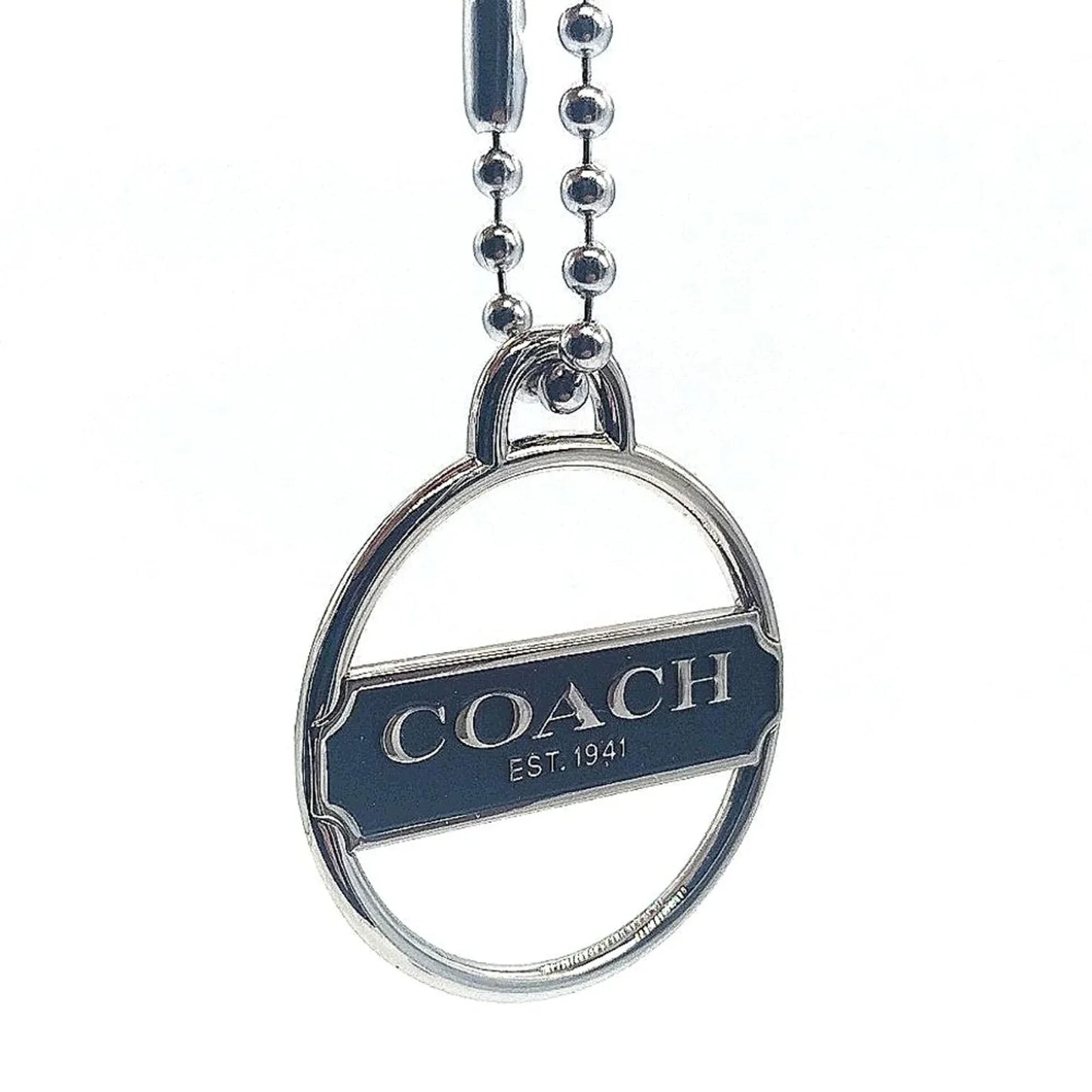 Rare COACH Keychain Fob Black Enamel Medallion Purse Charm Tag Retired