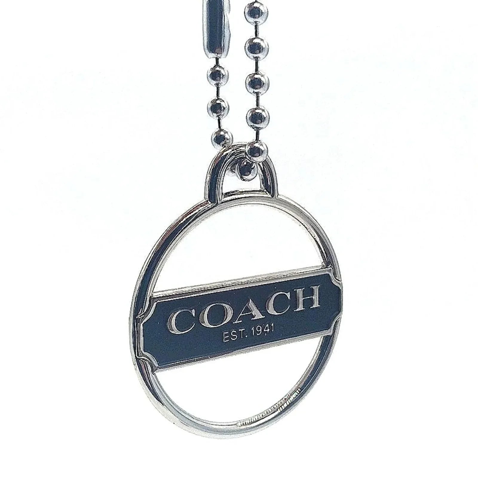 Rare COACH Keychain Fob Black Enamel Medallion Purse Charm Tag Retired