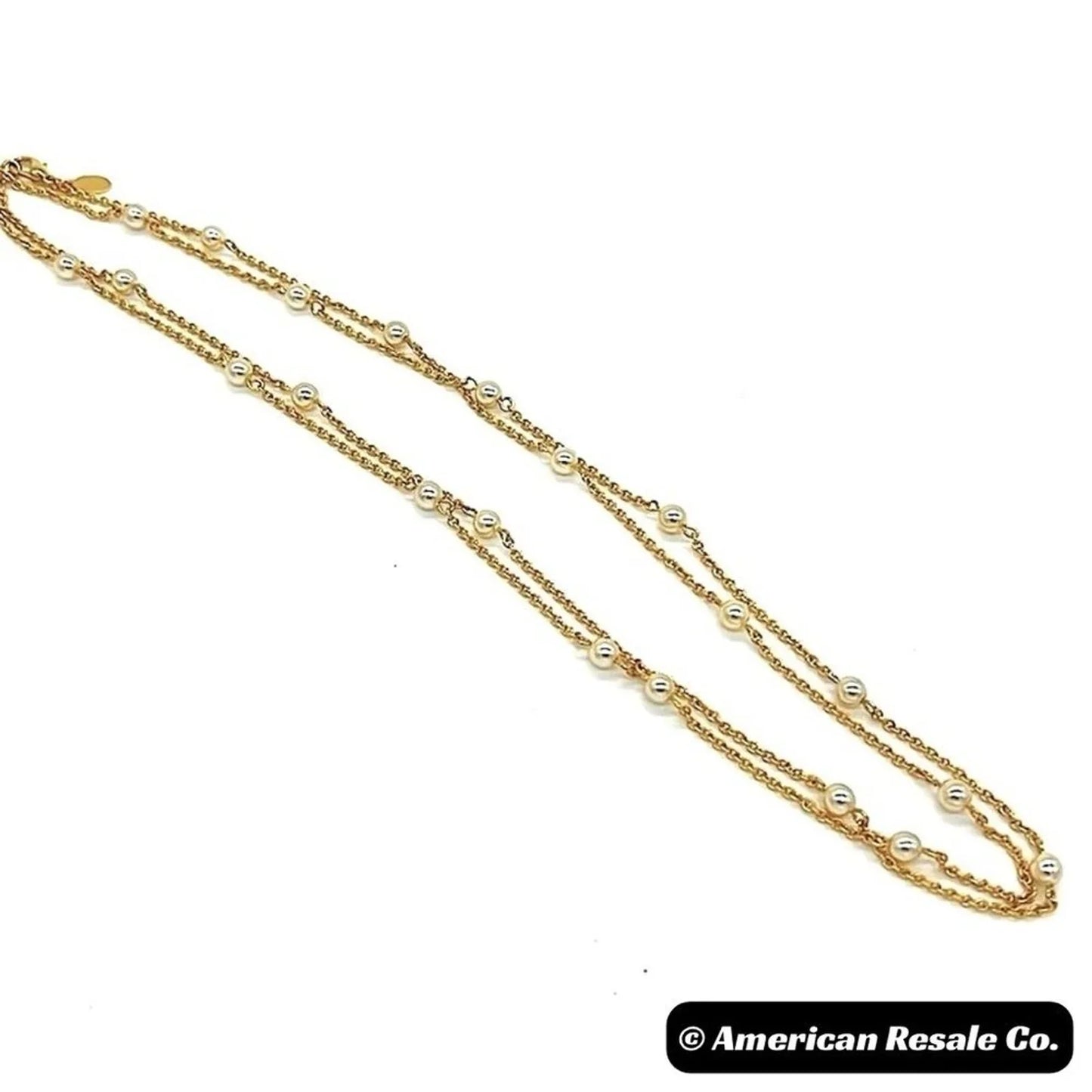 New JOAN RIVERS Vintage 48” Gold Glass Pearl Station Layered Statement Necklace