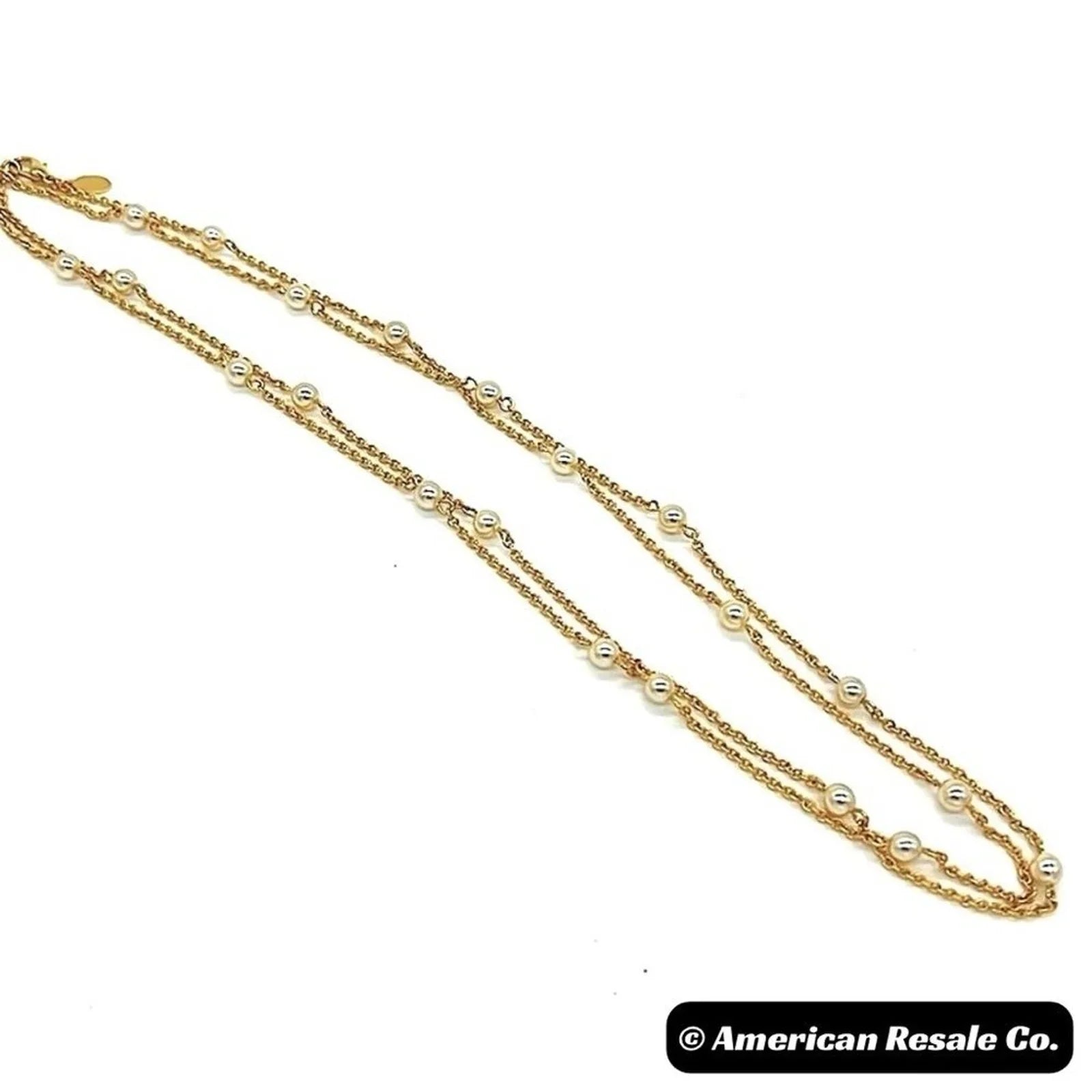 New JOAN RIVERS Vintage 48” Gold Glass Pearl Station Layered Statement Necklace