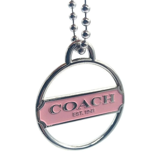 Rare COACH Keychain Fob Pink Enamel Medallion Purse Charm Tag Retired