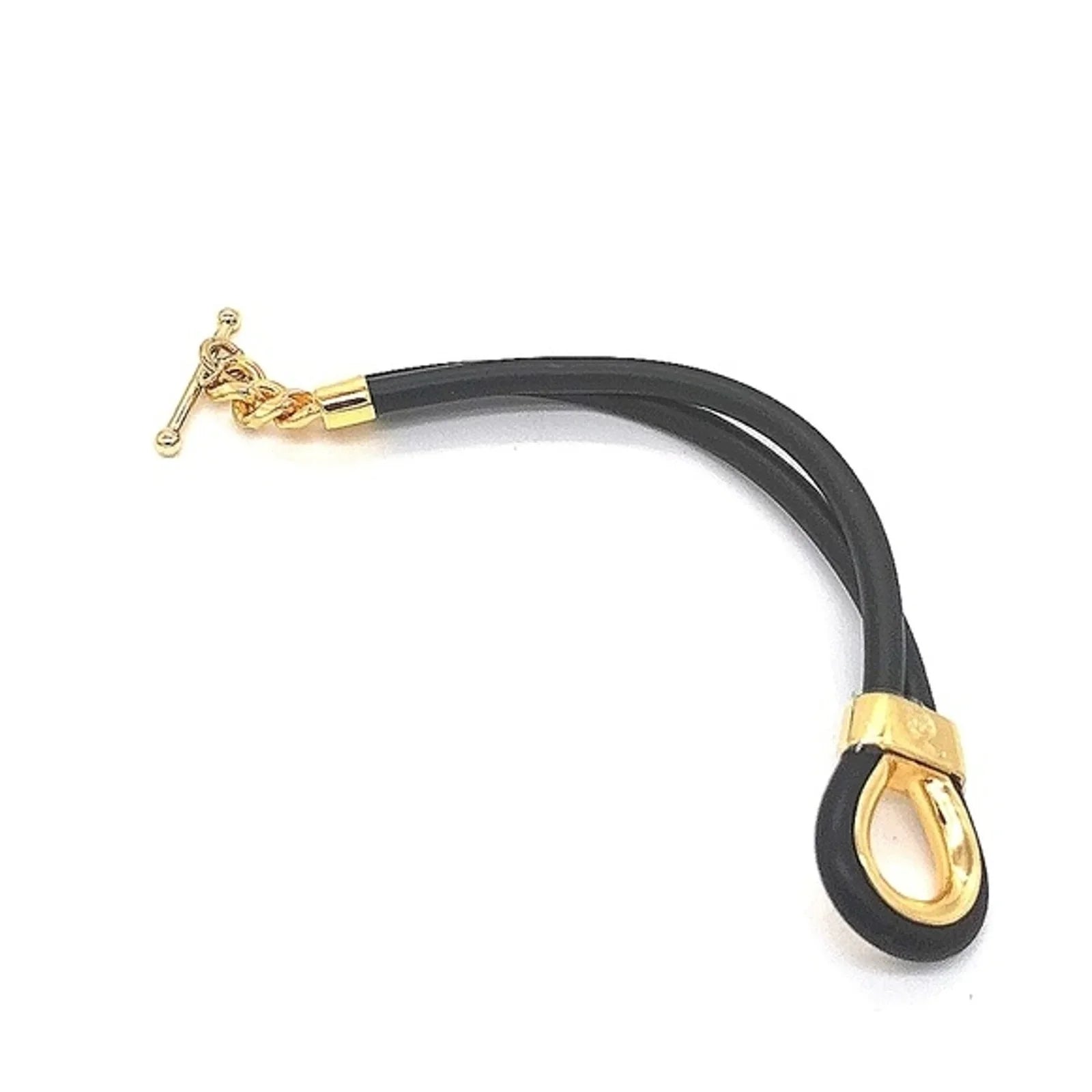 Alexander McQueen Double Layered Black Gold Rubber Corded Bracelet Necklace Set