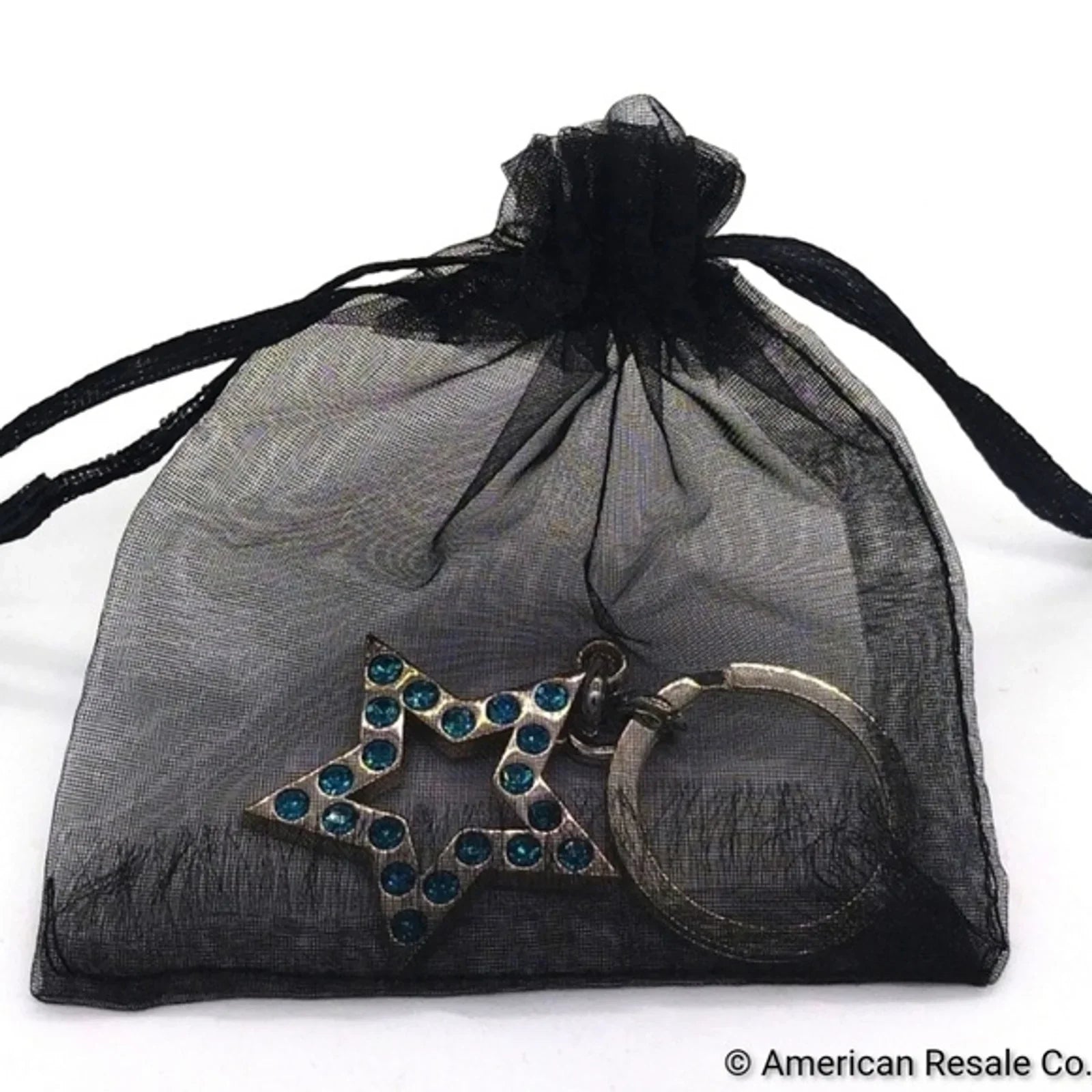 COACH Vintage Star Keychain Fob Purse Charm with Blue Swarovski Crystals #F92662